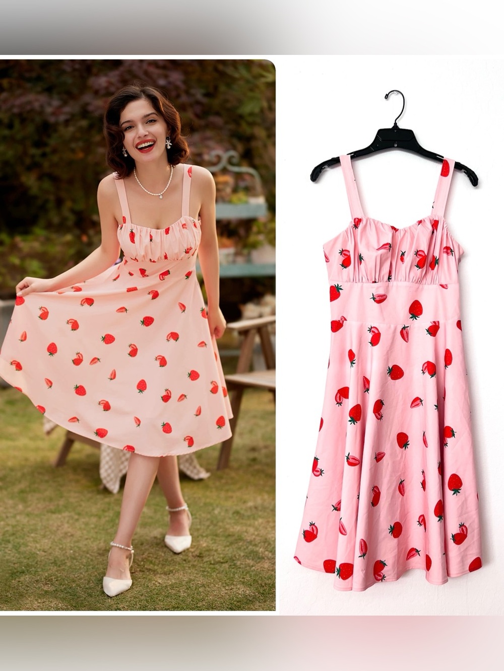 Belle Poque Retro 50s Style Summer Strawberry Swing Dress